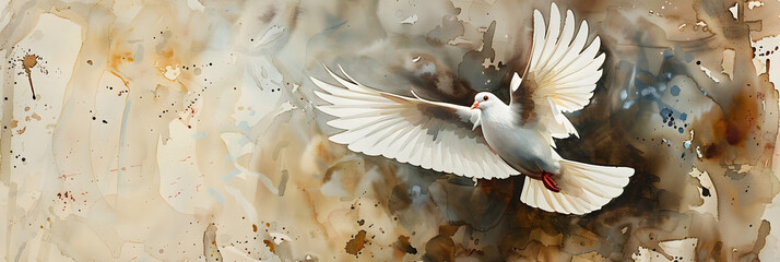 Poster - Winged dove with copy space, a representation of the New Testament Holy Spirit