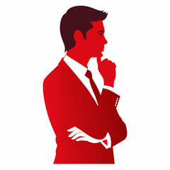 Canvas Print - A business man thinking pose vector silhouette white background