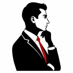 Canvas Print - A business man thinking pose vector silhouette white background