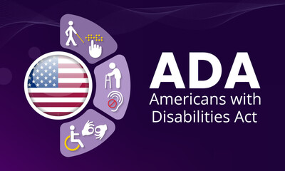 Wall Mural - The Americans with disability act is observed every year on July 26, ADA is a civil rights law that prohibits discrimination based on disability. Vector illustration.