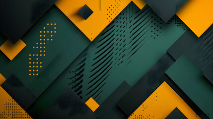 Wall Mural - green yellow black abstract geometric presentation