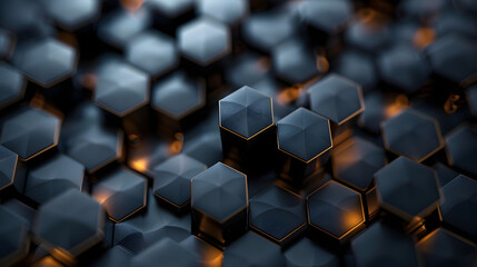 Wall Mural - black hexagon abstract background