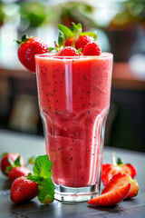 Wall Mural - Fruit smoothie in a glass on the table