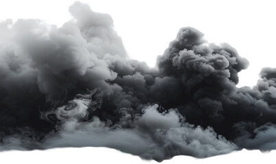 Wall Mural - black mass smoke isolated on transparent background