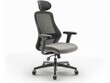 © MaxK - A grey office chair with a black headrest. The chair is made of mesh and has a black frame