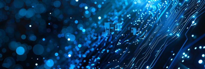 a blue abstract background with a lot of small dots on it's surface