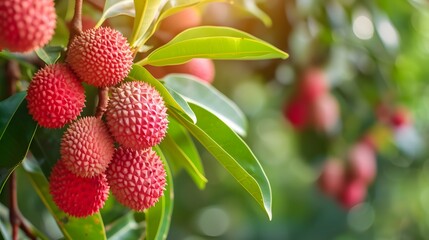 Bunch of Lychees on a Litchi Tree