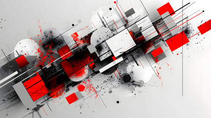 Wall Mural - Design a compelling geometric presentation with red white black abstract