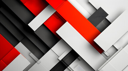 Wall Mural - white red black abstract geometric presentation