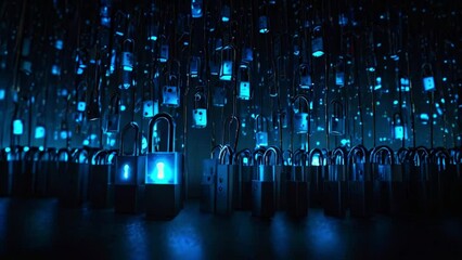 Digital wallet concept for secure online payments. Lock icon for cybersecurity. High-speed connections and data analysis protect digital data networks. Binary code technology network enhances overall 