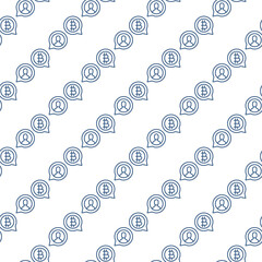 Sticker - Bitcoin P2P vector Crypto Currency in Speech Bubble seamless pattern in thin line style