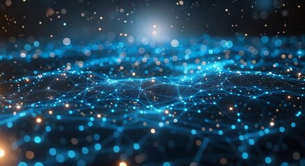 Seamless global communication network, world map with connecting lines, space-themed background