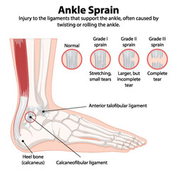 Detailed diagram of ankle sprain types