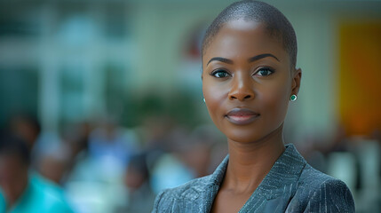 portrait of black woman with business clothes