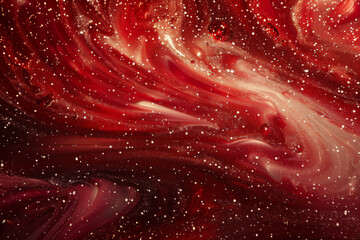 Wall Mural - a red swirl of paint with a lot of glitter in it