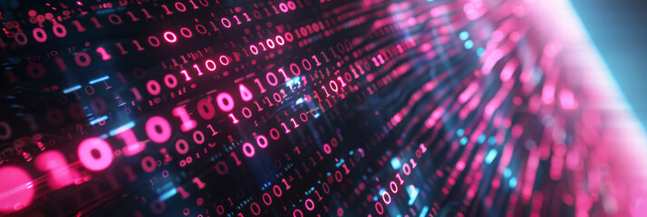 Dynamic Pink Binary Code Data Stream Background