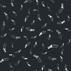 Wall Mural - Grey Diving knife icon isolated seamless pattern on black background. Vector