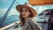 © Joyce - Fashion portrait of a female model on yacht in sea.