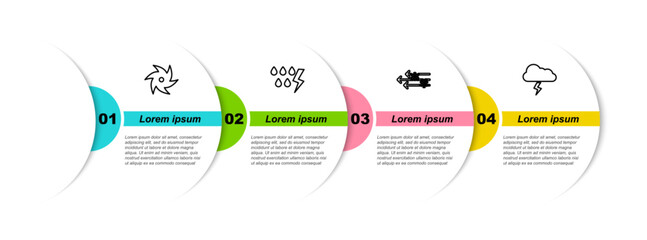 Sticker - Set line Tornado, Storm, Wind and snow and . Business infographic template. Vector