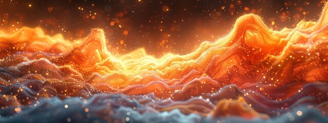 Wall Mural - Abstract orange background. Parallel universe with a quantum-inspired background, 