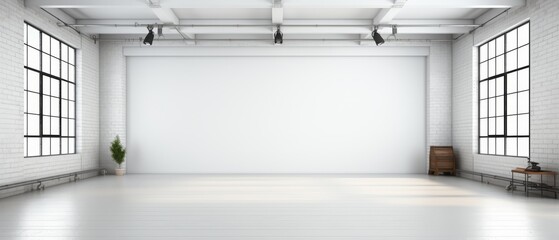 Wall Mural - Clean and modern studio, spotlights on blank white backdrop