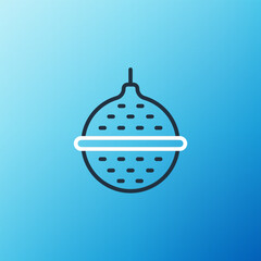 Wall Mural - Line Ball tea strainer icon isolated on blue background. Colorful outline concept. Vector