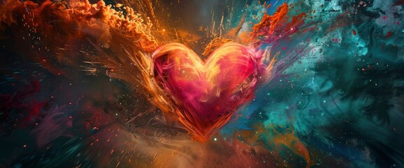 Wall Mural - Love Depicted As A Radiant Explosion Of Colors, Abstract Background Images