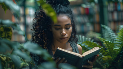 woman reading book