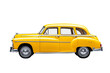© AshrofS - Classic yellow car side view isolated on white background. Vintage automobile from the 1950s with iconic design and bright color.