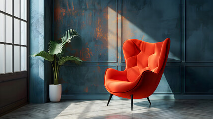 Canvas Print - Colorful Armchair modern luxury style in empty wall living room interior design