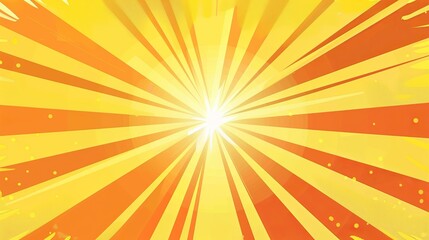 Wall Mural - Modern illustration of a superhero on an orange yellow background. Sun rays burst. Retro light beam. Radiate sun beam, blast effect. Sun beam light flash boom poster. Sunlight starburst poster.