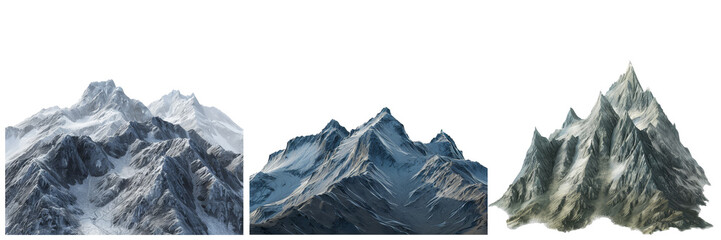 Sticker - Generative AI mountain range isolated on white background