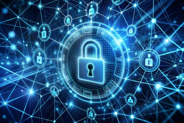 Canvas Print - digital padlock in the world with binary code on background, cyber security