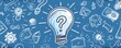 © Rattana - A problem-solving concept illustrated in flat linear style with blue colors featuring icons of a question mark and a light bulb. This hand-drawn style illustration represents creative ideas and
