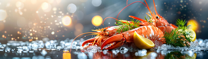 Wall Mural - Photo realistic Sustainable Seafood Restaurant Concept with Eco Friendly Commitment on High Resolution Image with Glossy Backdrop Showcasing Dining Experience   Stock Photo Concept