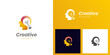 © Agung - Brain think with bulb creative logo icon design, people head with lightbulb graphic element symbol for research man logo, brainstorm vector logo template