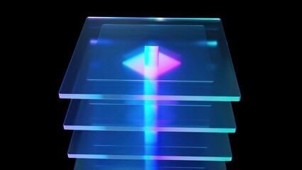 Glass squares composition. Computer generated 3d render