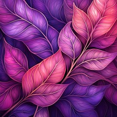 Wall Mural - purple and pink leaves fractal design