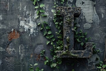 Poster - Green plant growing on the side of a building, suitable for urban and nature themes