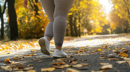 Wall Mural - person walking in autumn park