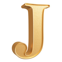 Letter J uppercase . 3D render golden letter