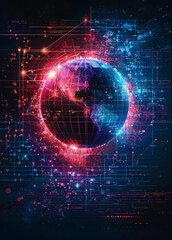 Wall Mural - A computer generated image of a glowing Purple Nebula globe on a dark background