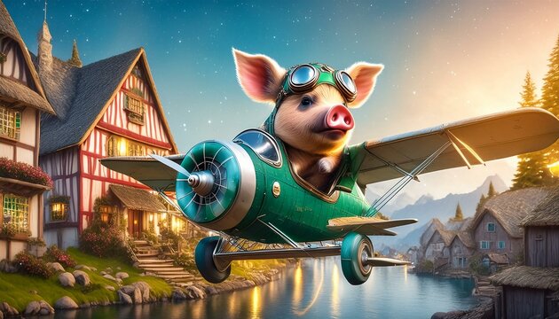 A pig in an airplane 