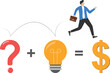 © WS DESIGN - Transform idea to make money or equation for attracting money concept. businessman leader writes an equation