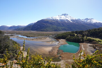 Wall Mural - Scenic view of a lake in Rio Ibanez, Chile on a sunny day