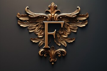 Intricate golden letter F design, perfect for elegant projects