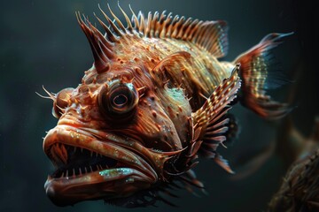 Wall Mural - Close up of a fish with its mouth wide open, suitable for aquatic themes