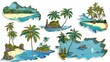 © Pro - Set of picturesque palm islands, cut out