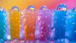 © Wirestock - Close-up of toothbrush bristles with colorful hues and water droplets, AI-generated.