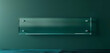 © Aziz - Glass name plate mockup on a deep sea green wall, transparent background, realistic 3D vector visualization